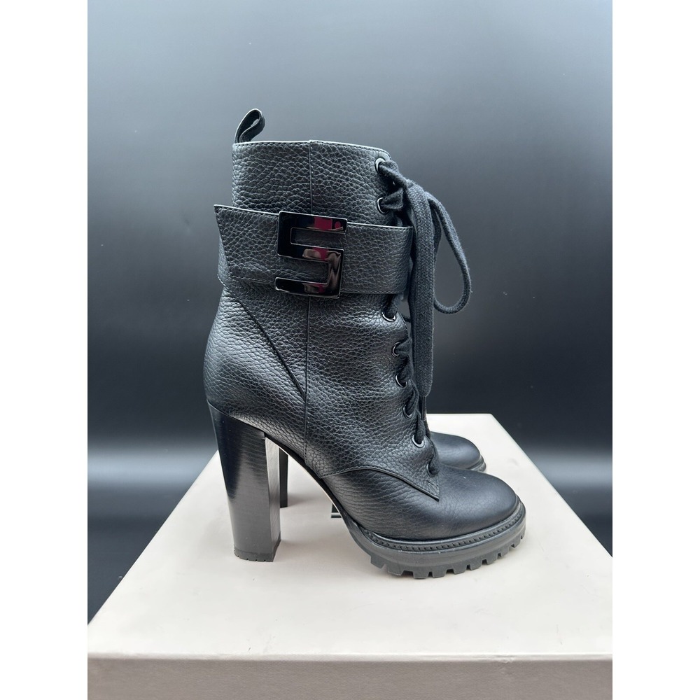 SERGIO ROSSI BLACK Leather High Heel Boots ITALY 36